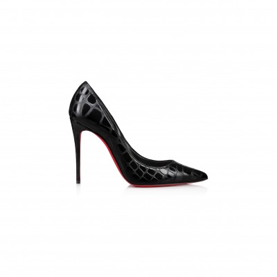 CHRISTIAN LOUBOUTIN KATE 100 MM PUMPS-ALLIGATOR EMBOSSED CALF LEATHER-BLACK-WOMEN 3240428B439